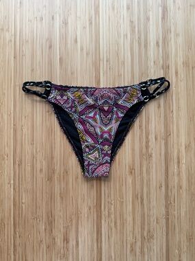 Abercrombie & Fitch Pink & Black Patterned Bikini Bottoms